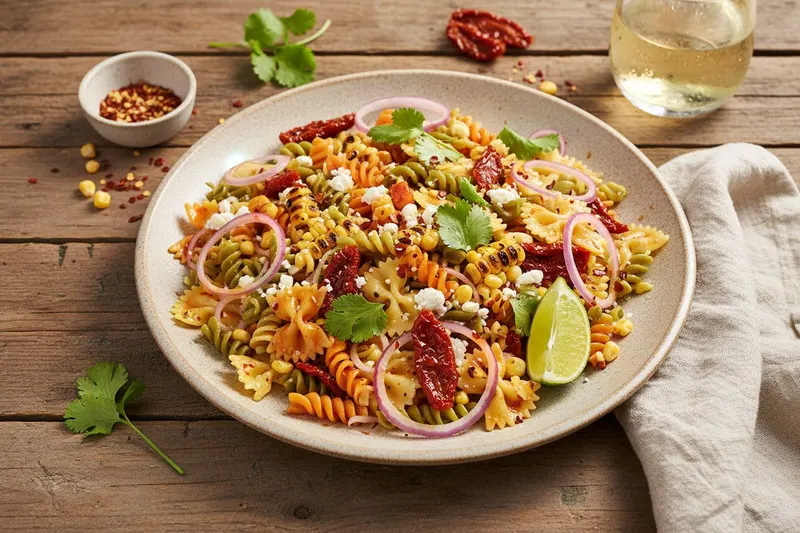 Elotes-pastasalaatti maissilla