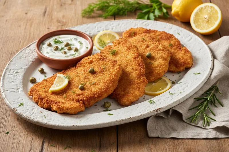 Kanaschnitzel jogurttikastikkeella