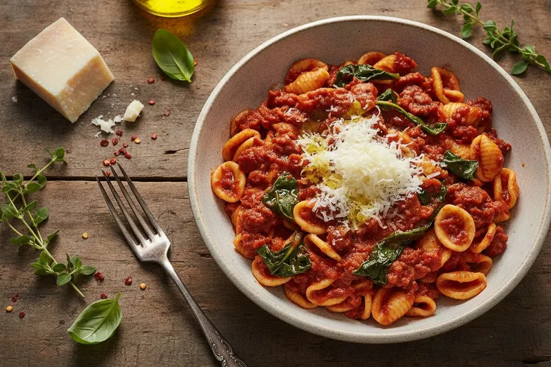 Orecchiette-pasta tomaattikastikkeessa