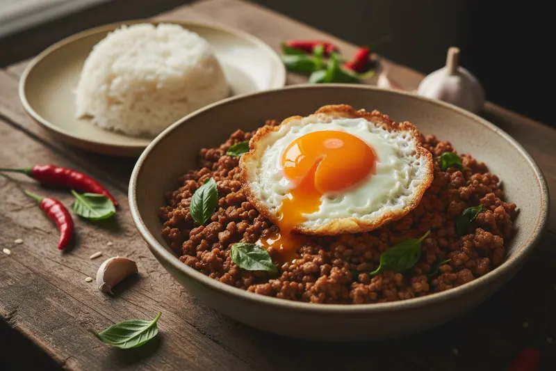 Thaimaalainen Pad Kra Pao