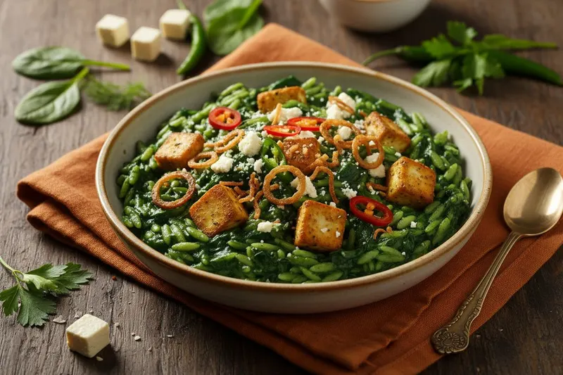 Palak Paneer Orzo – Intialainen pinaattipasta