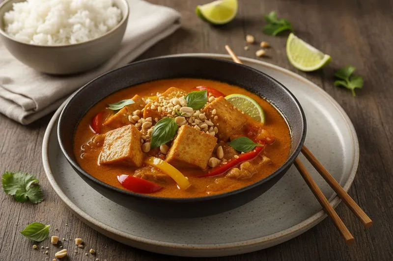 Maapähkinävoi-panang curry tofulla