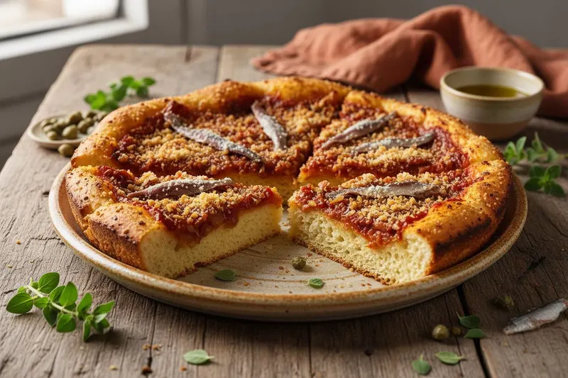 Sisilialainen sfincione-pizza