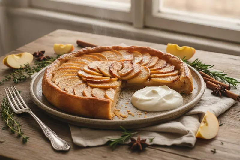 Tarte Tatin -keikauskakku karamellisoiduilla omenoilla