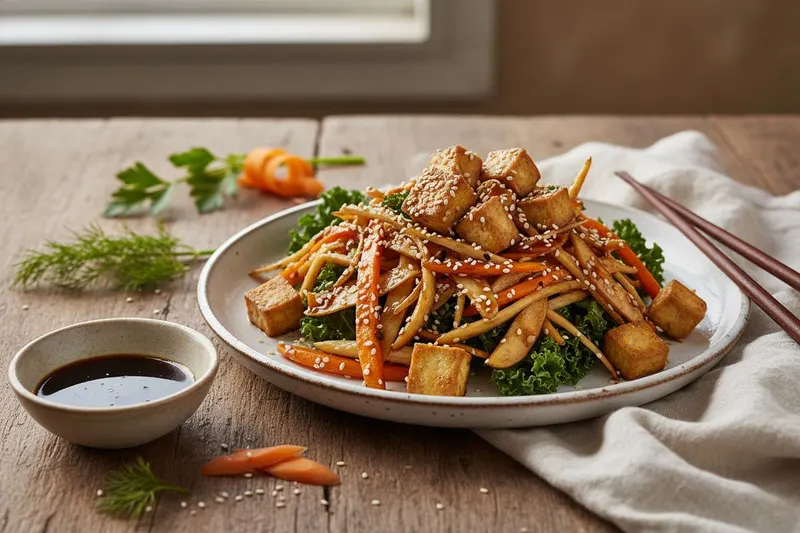 Teriyaki-tofu juuresraasteella