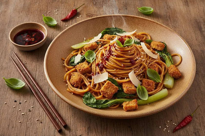 Tulinen kasvisspagetti