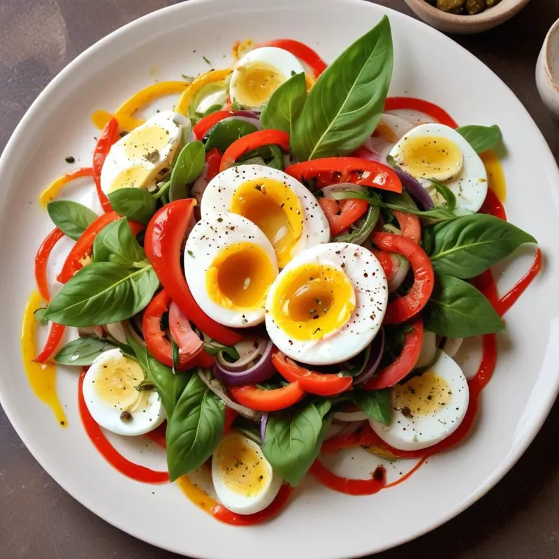 Välimeren paprika-anjovis-munasalaatti