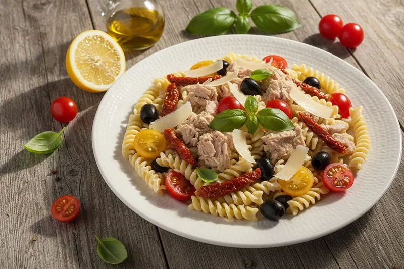 Välimerellinen Tonnikala-pastasalaatti