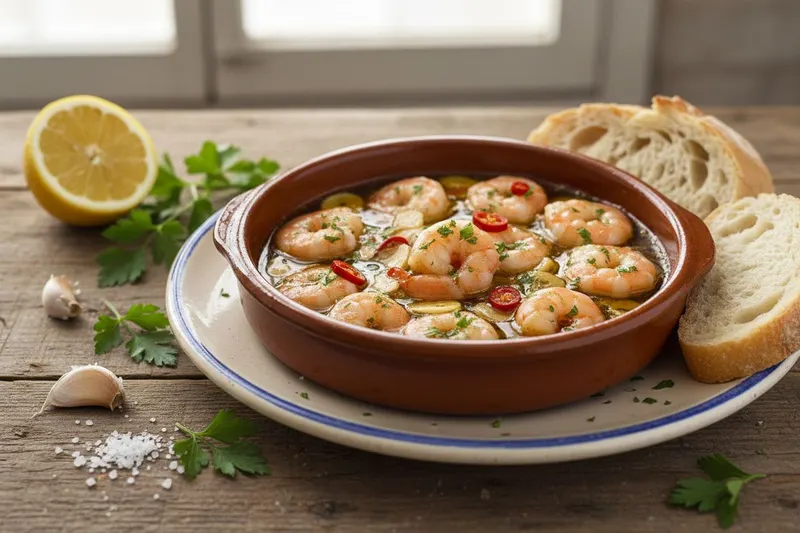 Valkosipulikatkaravut – Gambas pil pil